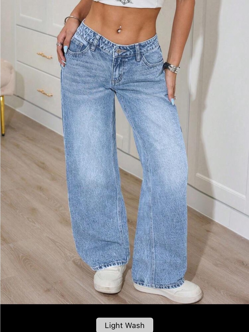 Solid Color Low Waist Loose Wide Leg Jeans NEVER WORN